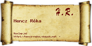 Hencz Réka névjegykártya